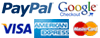 PayPal, Google Checkout, VISA, MasterCard, American Express